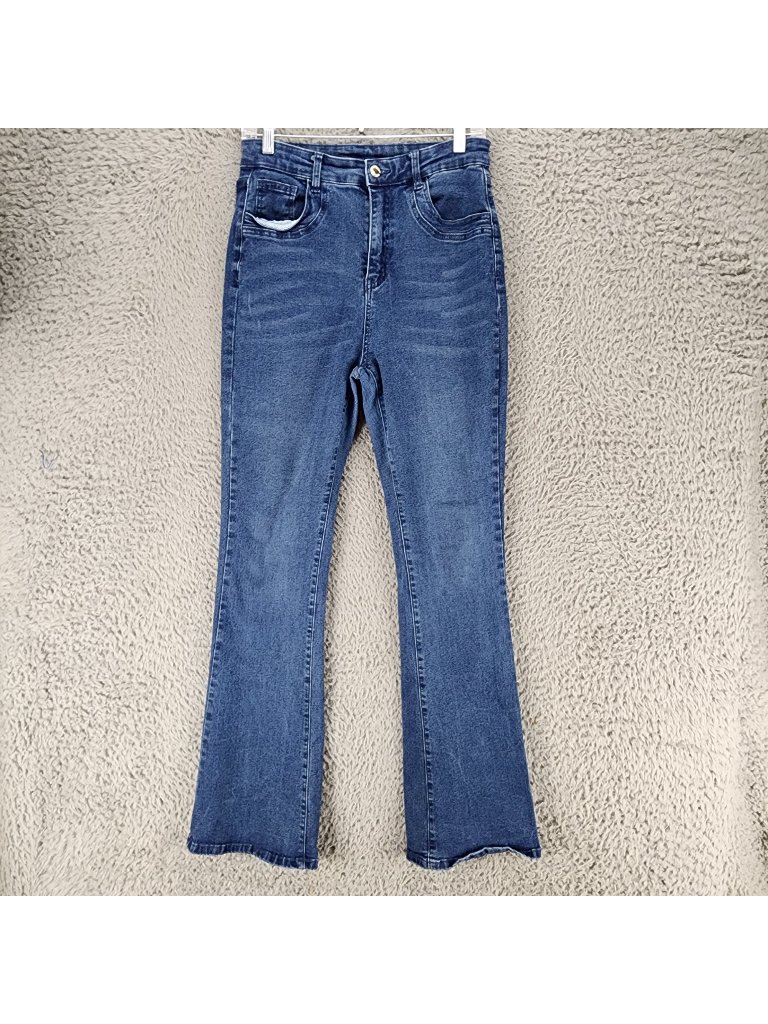 Shein Jeans Womens Large Blue Stretch Denim High Rise Bootcut